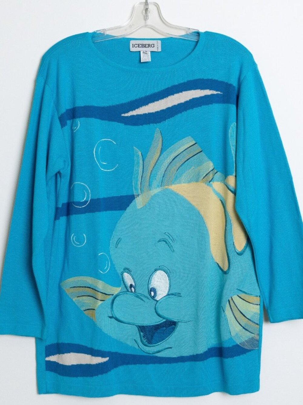 Vintage Iceberg Flounder The Little Mermaid Knit Sweater 1991 Warner Bros